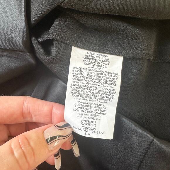 BEBE Women’s Black Strapless Dress Silk Fitted Body con Dress Medium - Picture 6 of 6